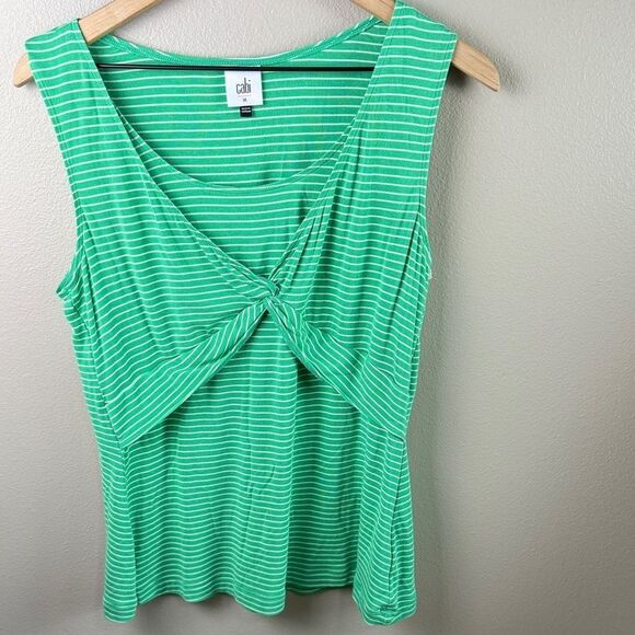 CAbi Green & White Striped Wrap Tank Top - Picture 2 of 7